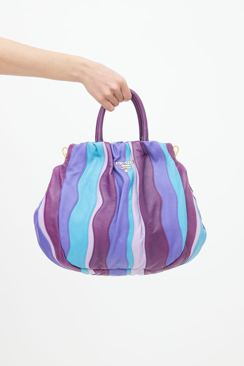Prada Blue & Purple Napa Leather Waves Shoulder Bag