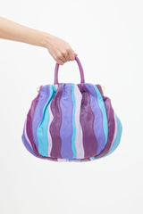 Prada Blue & Purple Napa Leather Waves Shoulder Bag