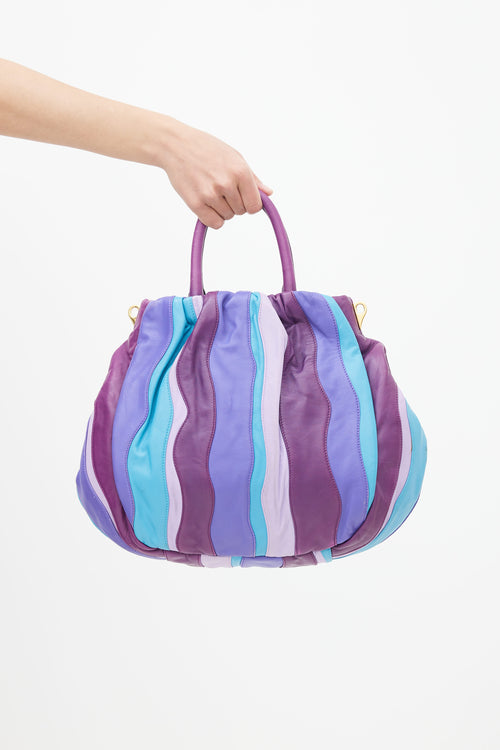 Prada Blue & Purple Napa Leather Waves Shoulder Bag