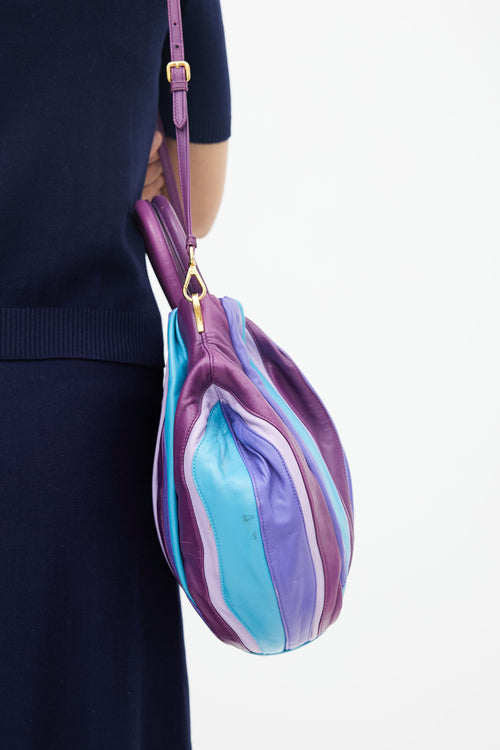 Prada Blue & Purple Napa Leather Waves Shoulder Bag