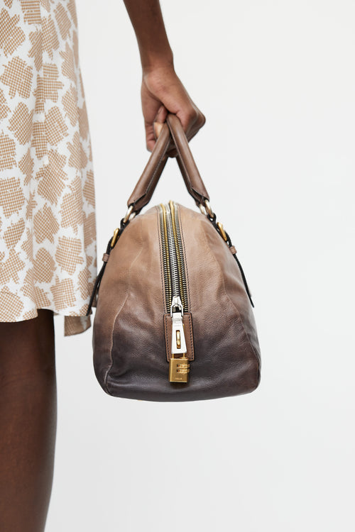 Prada Brown Leather Ombre Sfumato Hand Bag