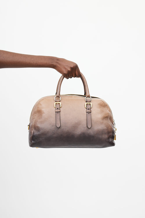 Prada Brown Leather Ombre Sfumato Hand Bag