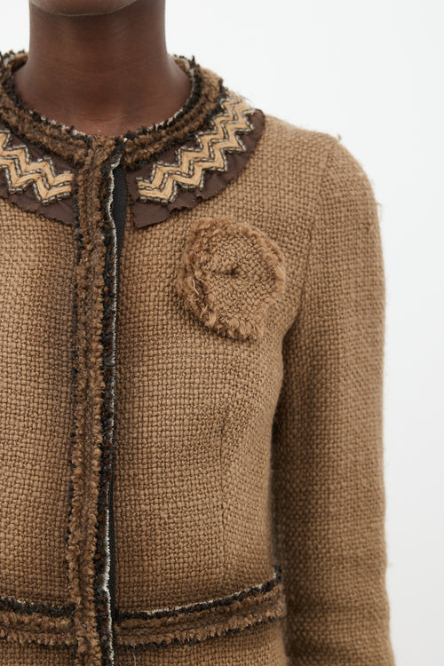 Prada FW05 Brown Tweed Beaded Coat