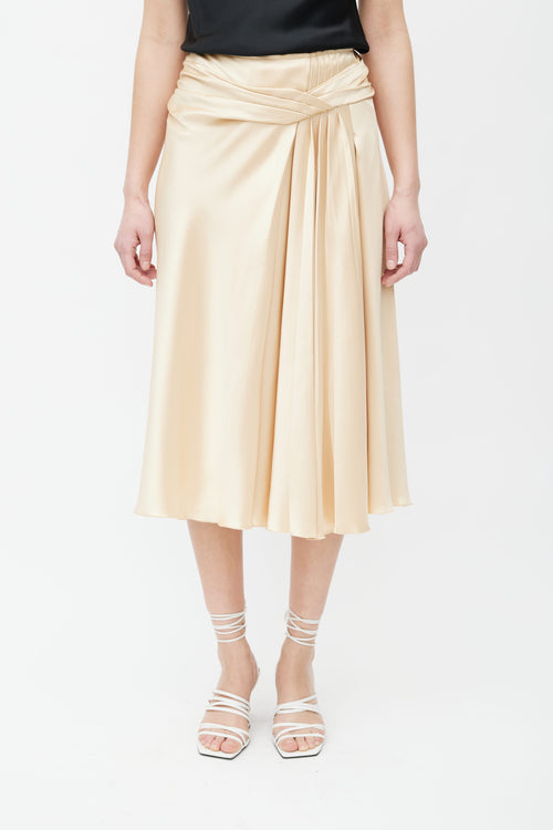 Prada Gold-Tone Pleated Layered Skirt