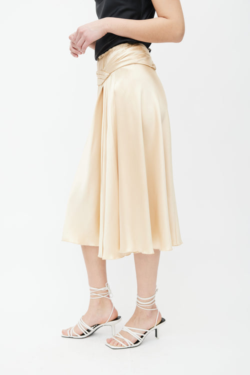 Prada Gold-Tone Pleated Layered Skirt