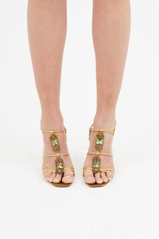 Prada Gold Gem Embellished Strappy Heel