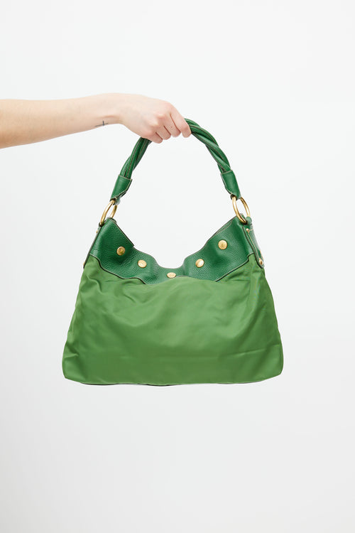 Prada Green Nylon Braided Shoulder Bag