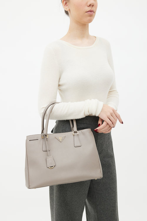 Prada Grey Galleria Small Saffiano Leather  Bag