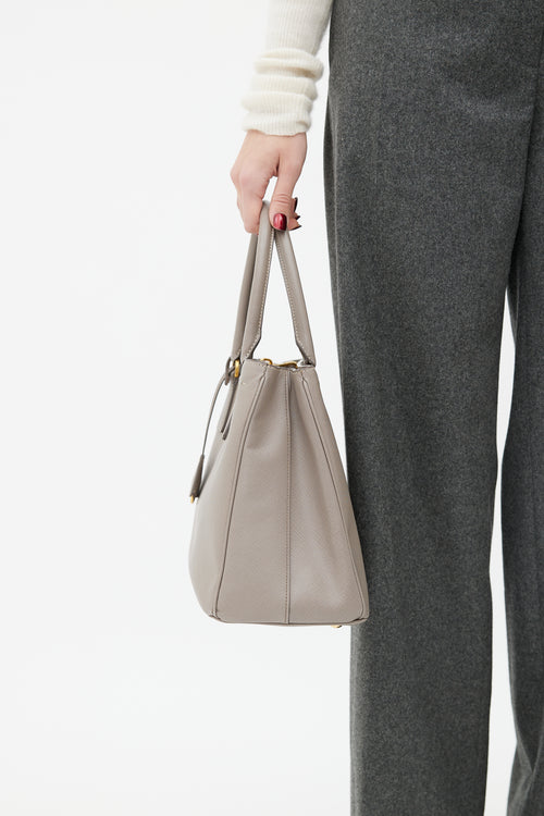 Prada Grey Galleria Small Saffiano Leather  Bag