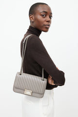 Prada Grey Quilted Leather Shoulder Bag