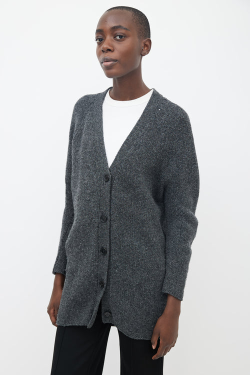 Prada Grey Wool Longline Cardigan