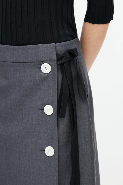 Prada Grey Wool Wrap Skirt