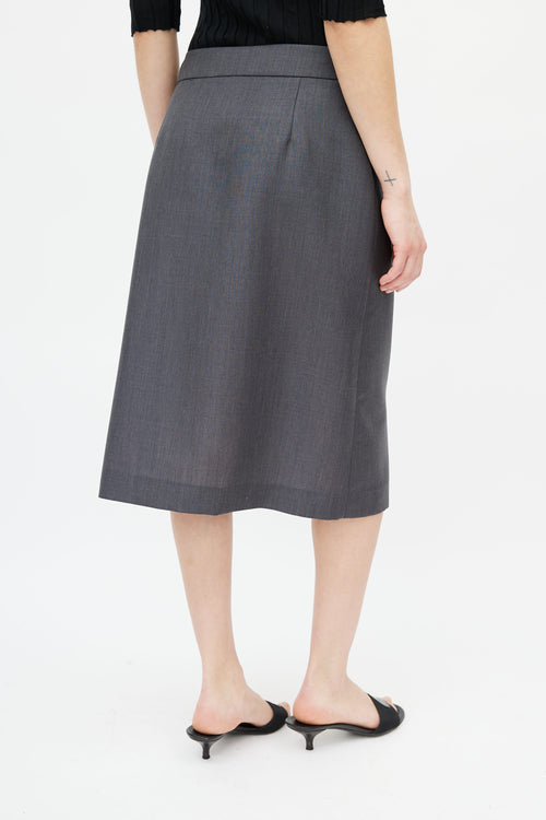Prada Grey Wool Wrap Skirt
