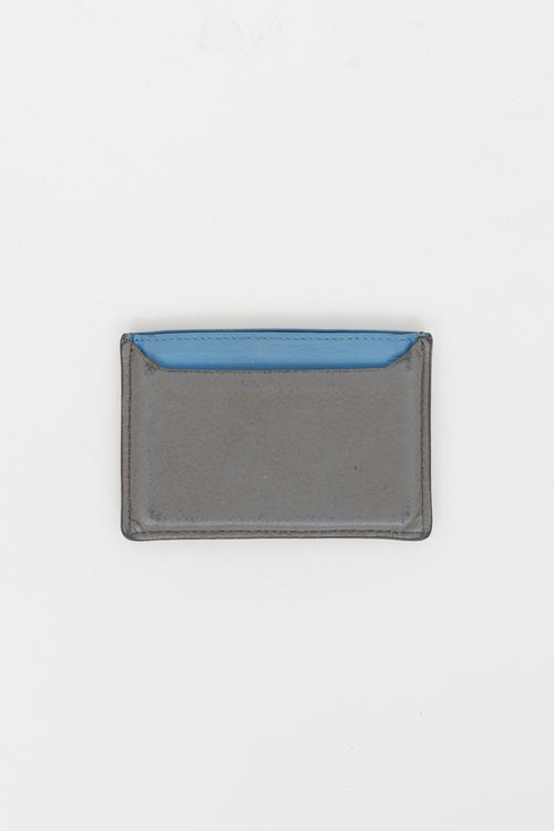 Prada Grey & Light Blue Vitello Leather Card Holder