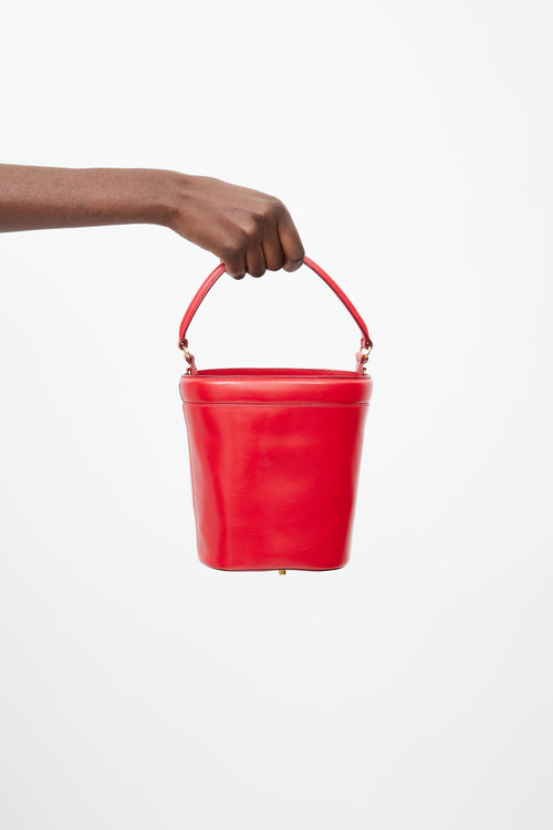 Prada Red Leather Bucket Shoulder Bag