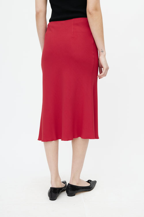 Prada Red Crepe Slip Skirt