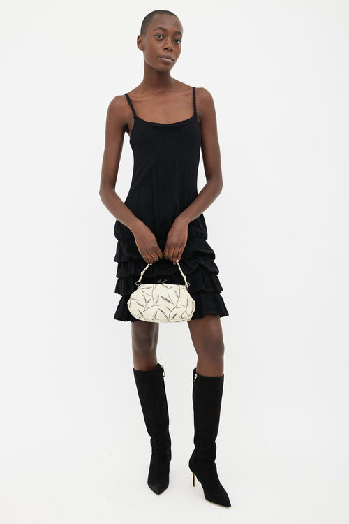 Prada SS97 Cream Leaf Brocade Clutch