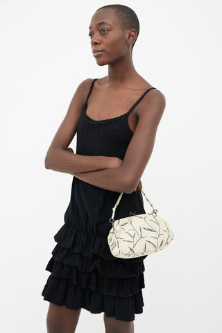 Prada SS97 Cream Leaf Brocade Clutch