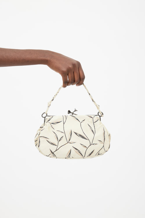 Prada SS97 Cream Leaf Brocade Clutch