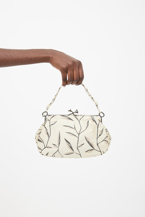 Prada SS97 Cream Leaf Brocade Clutch
