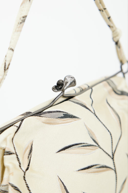Prada SS97 Cream Leaf Brocade Clutch