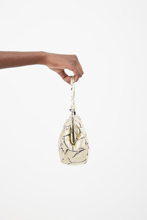 Prada SS97 Cream Leaf Brocade Clutch