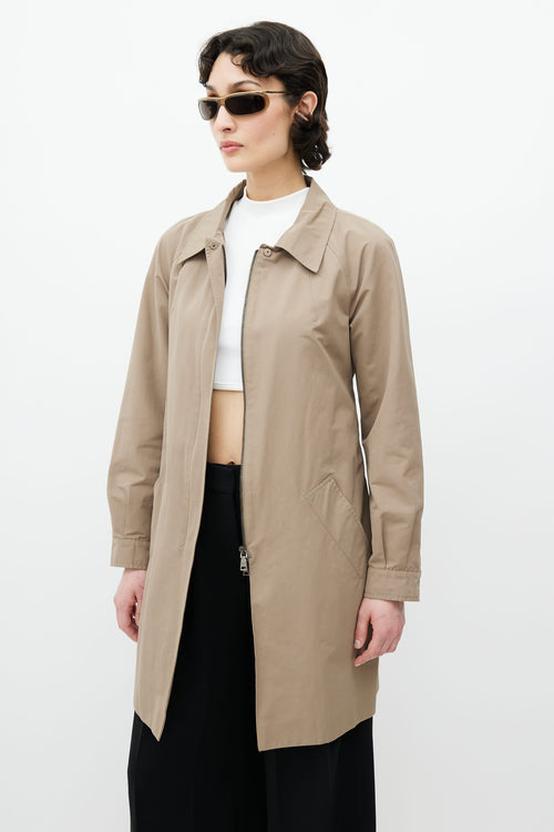 Prada Taupe Tied Trench Coat