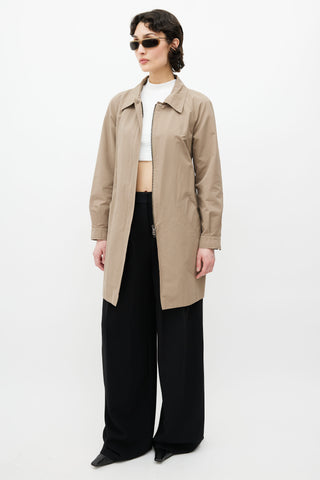 Prada Taupe Tied Trench Coat