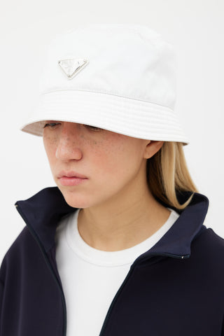 Prada White Nylon Bucket Hat