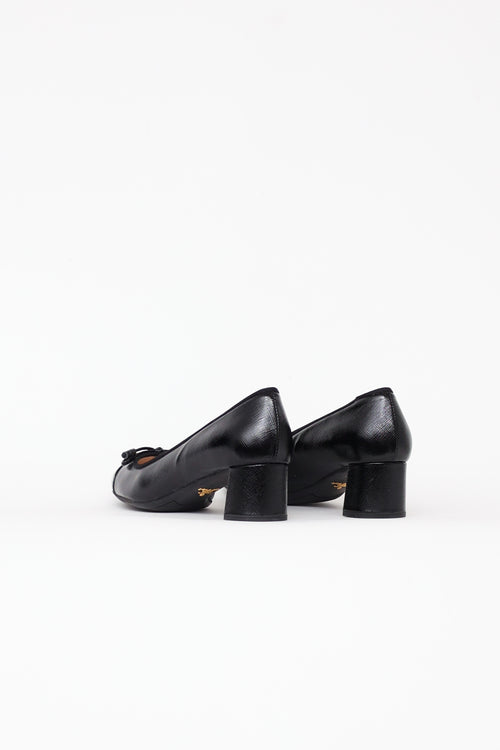 Prada Black Saffiano Cap Toe Heels