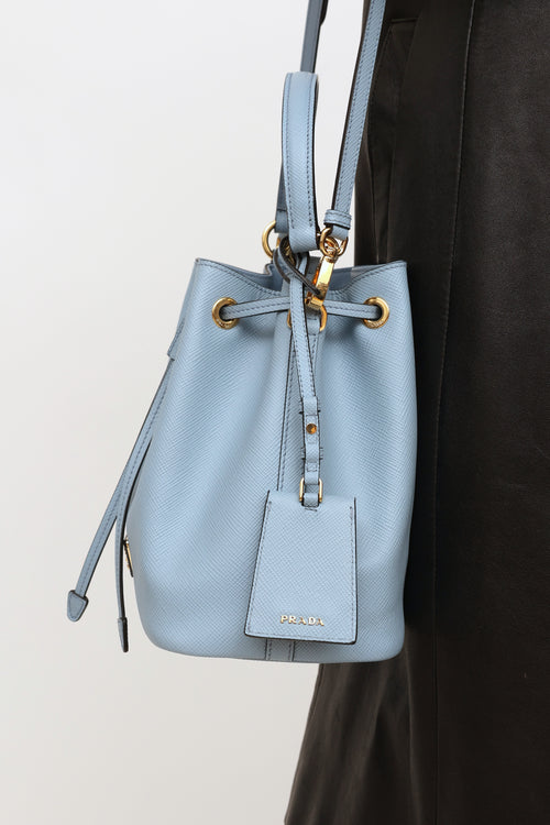 Prada Light Blue Saffiano Bucket Bag