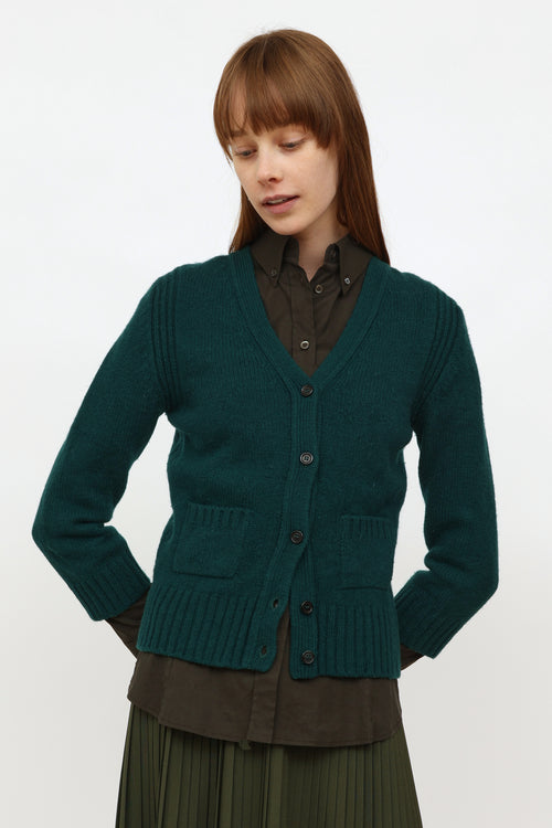 Prada Green Wool Knit Cardigan