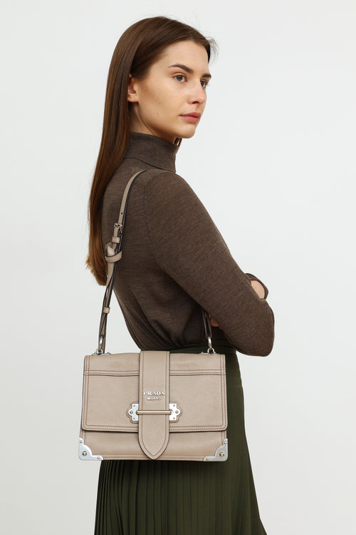 Prada 2018 Grey Glace Soft Cahier Bag