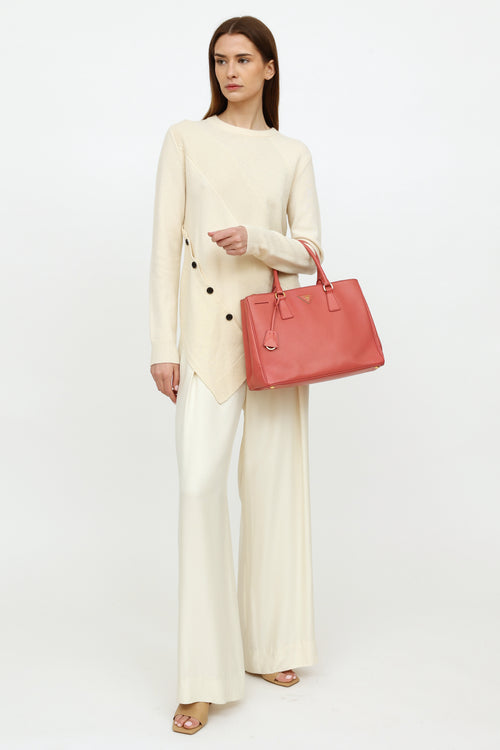 Prada Pink Saffiano Leather Double Zip Galleria Bag