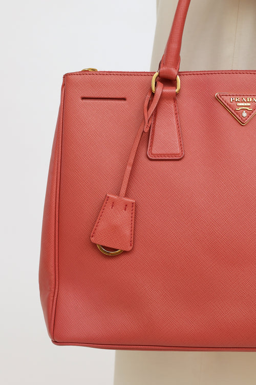 Prada Pink Saffiano Leather Double Zip Galleria Bag