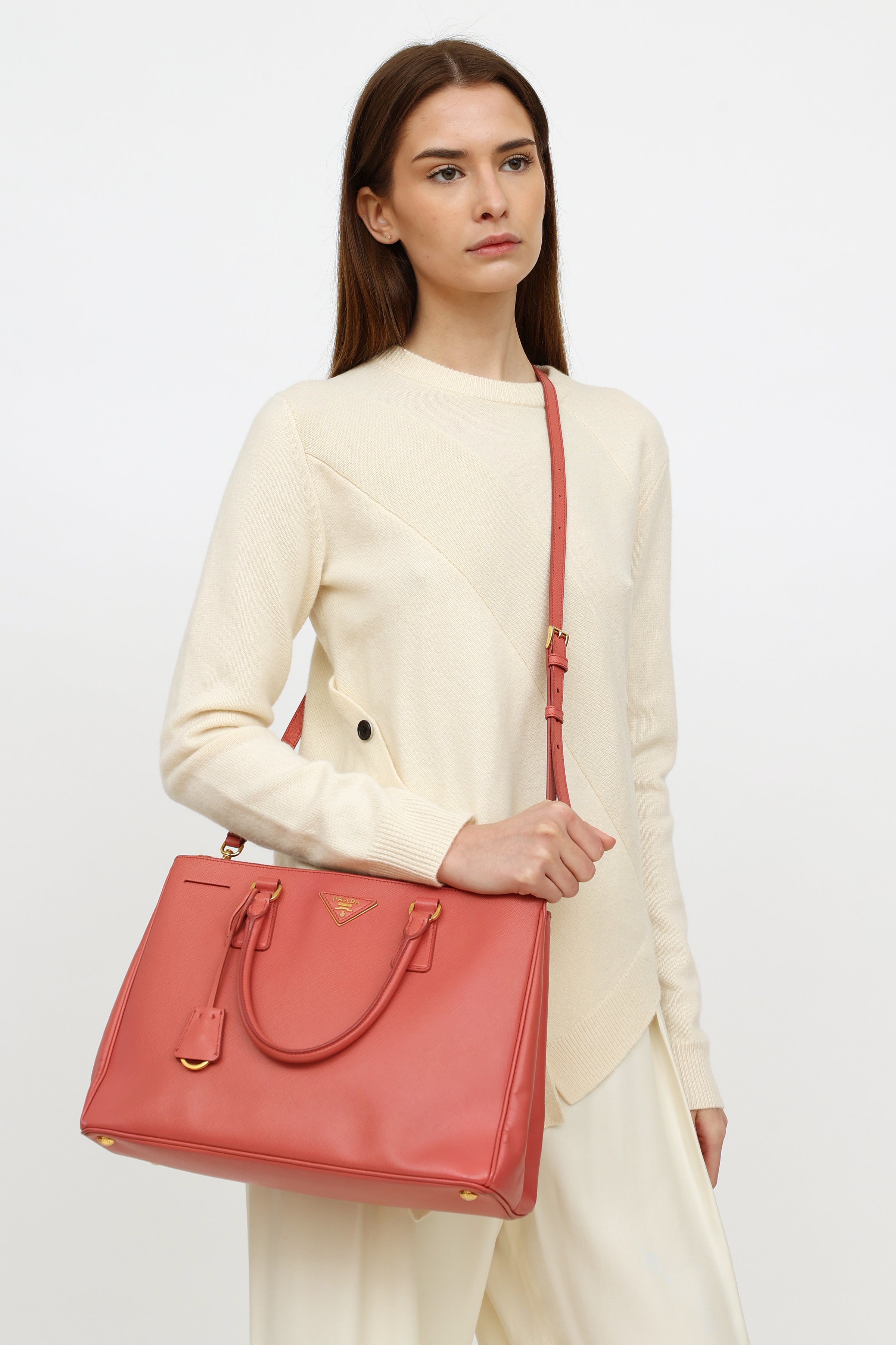 Prada // Pink Beige Large Galleria Leather Bag – VSP Consignment