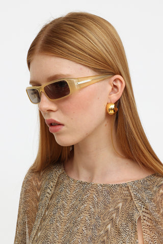 Prada Beige Symbole Rectangle Sunglasses