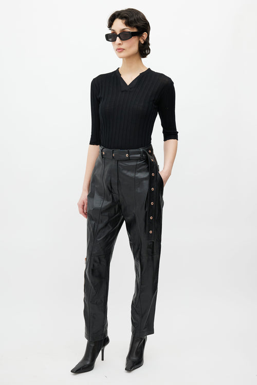 Proenza Schouler Black Leather Belted Pant