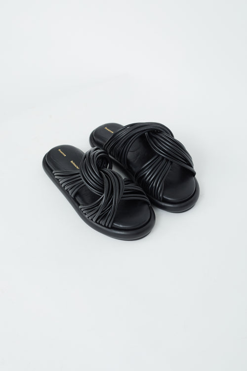 Proenza Schouler Black Leather Rope Knot Slide