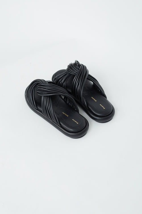 Proenza Schouler Black Leather Rope Knot Slide