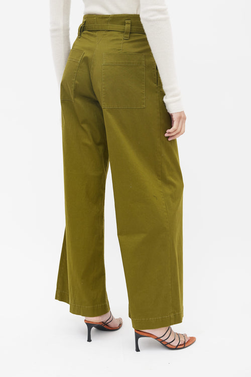 Proenza Schouler Green Wide Leg Belted Trouser