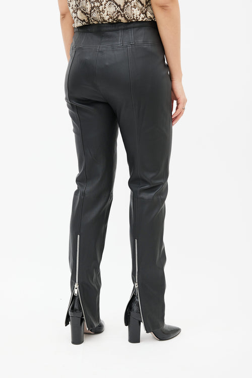 Proenza Schouler Black Leather Skinny Zip Pant