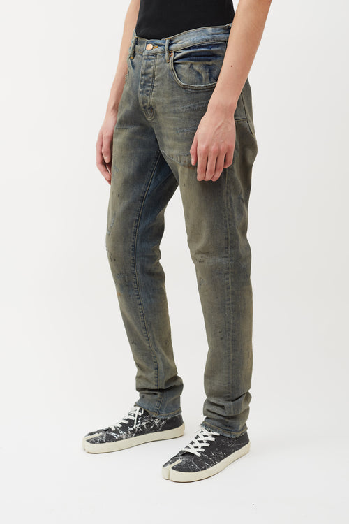 Purple Brand Blue Sand Washed Distressed Jeans