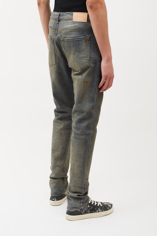 Purple Brand Blue Sand Washed Distressed Jeans