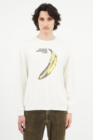 R13 Cream Velvet Underground Print Sweatshirt