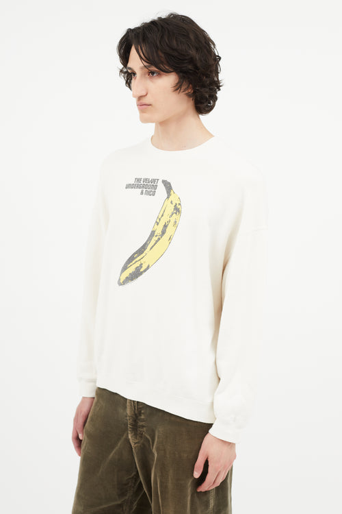 R15 Cream Velvet Underground Print Sweatshirt