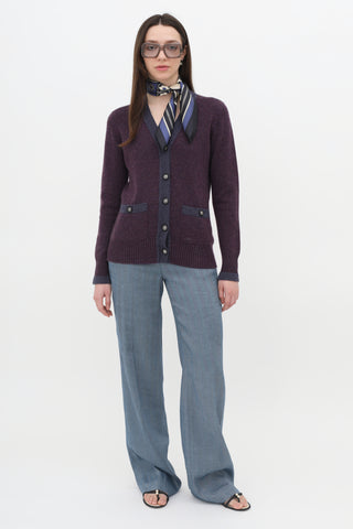 Purple Knit Cashmere Cardigan