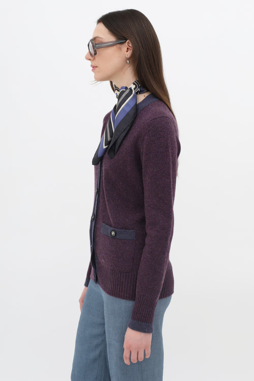 Purple Knit Cashmere Cardigan