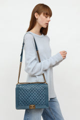 Chanel Blue Quilted XL Boy Bag