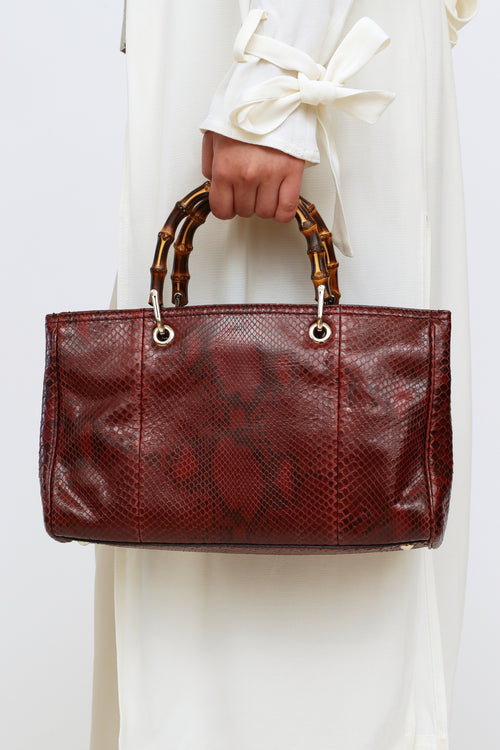 Gucci 2014 Limited Edition Burgundy Bamboo Shopper Bag